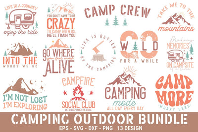 Camping Outdoor Mountain SVG PNG Bundle SVG FiveStarCrafting 