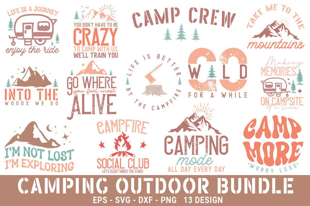 Camping Outdoor Mountain SVG PNG Bundle SVG FiveStarCrafting 