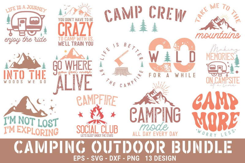 Camping Outdoor Mountain SVG PNG Bundle SVG FiveStarCrafting 