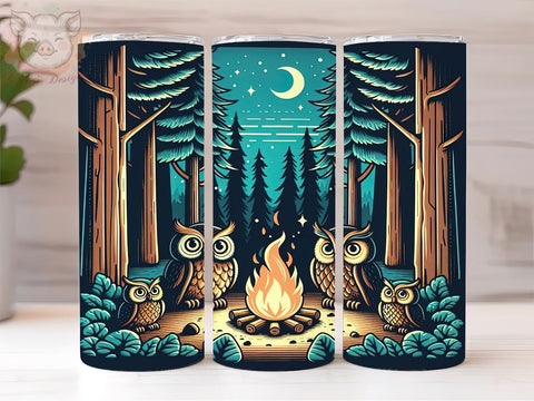Camping Owl 20oz Tumbler Png, Straight & Tapered Tumbler Png, Owl Tumbler Png, Digital Download PNG Sublimation Lara' s Designs 