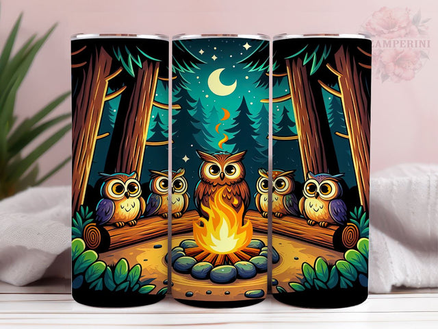 Camping Owl 20oz Tumbler Wrap PNG, Camping Tumbler Png, Straight & Tapered Tumbler Wrap, Instant Digital Download Sublimation Li Zamperini 