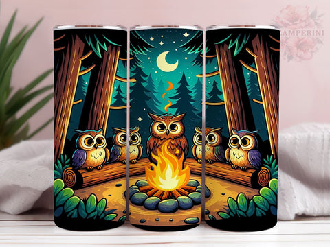 Camping Owl 20oz Tumbler Wrap PNG, Camping Tumbler Png, Straight & Tapered Tumbler Wrap, Instant Digital Download Sublimation Li Zamperini 