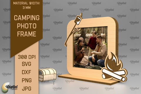Camping Photo Frame SVG. Photo Frame Laser Cut SVG Evgenyia Guschina 