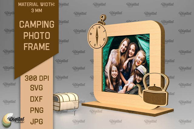 Camping Photo Frame SVG. Photo Frame Laser Cut SVG Evgenyia Guschina 