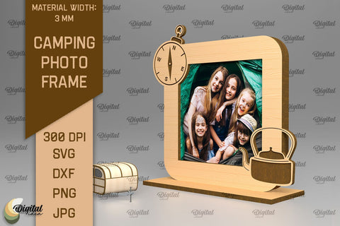 Camping Photo Frame SVG. Photo Frame Laser Cut SVG Evgenyia Guschina 