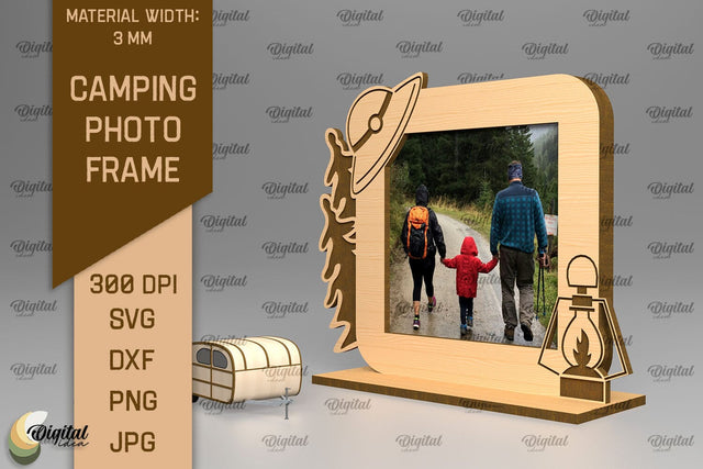 Camping Photo Frame SVG. Photo Frame Laser Cut SVG Evgenyia Guschina 