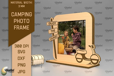 Camping Photo Frame SVG. Photo Frame Laser Cut SVG Evgenyia Guschina 