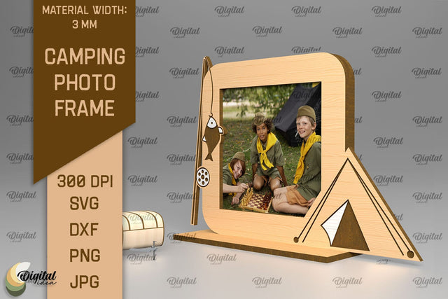 Camping Photo Frame SVG. Photo Frame Laser Cut SVG Evgenyia Guschina 