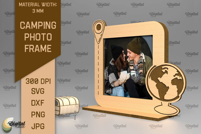 Camping Photo Frame SVG. Photo Frame Laser Cut SVG Evgenyia Guschina 