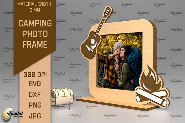 Camping Photo Frame SVG. Photo Frame Laser Cut SVG Evgenyia Guschina 