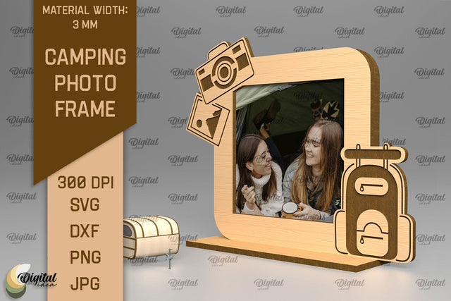 Camping Photo Frame SVG. Photo Frame Laser Cut SVG Evgenyia Guschina 