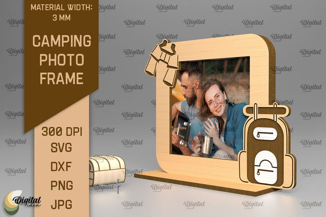 Camping Photo Frame SVG. Photo Frame Laser Cut SVG Evgenyia Guschina 