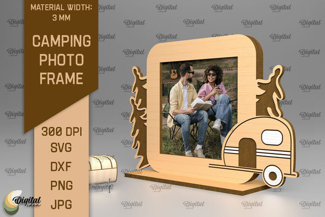 Camping Photo Frame SVG. Photo Frame Laser Cut SVG Evgenyia Guschina 