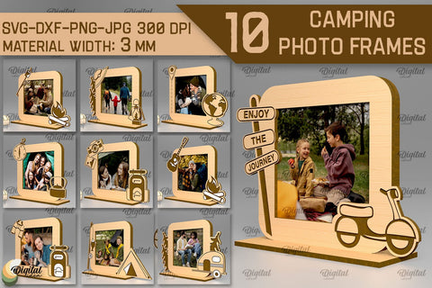 Camping Photo Frames SVG Bundle. Photo Frames Laser Cut SVG Evgenyia Guschina 