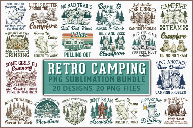 Camping PNG Bundle, Camper Life PNG Sublimation Shetara Begum 