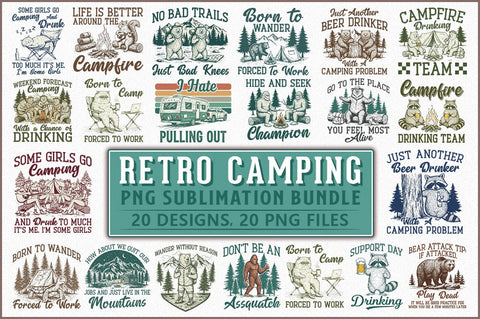 Camping PNG Bundle, Camper Life PNG Sublimation Shetara Begum 