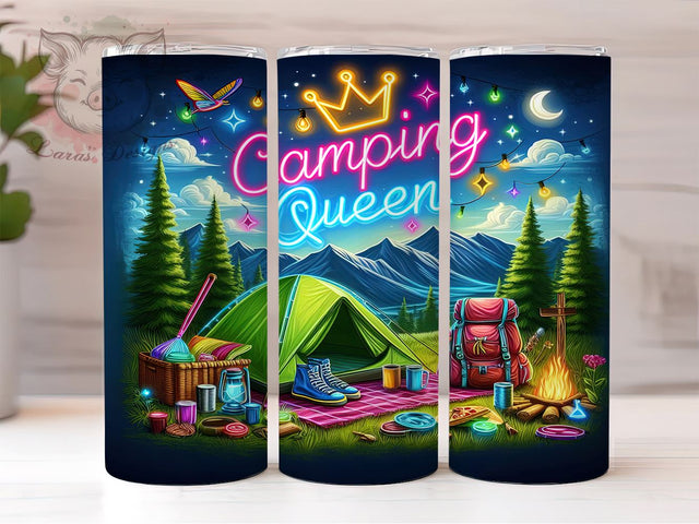Camping Queen 20oz Tumbler Png, Straight & Tapered Tumbler Png, Camping Tumbler Png, Digital Download PNG Sublimation Lara' s Designs 