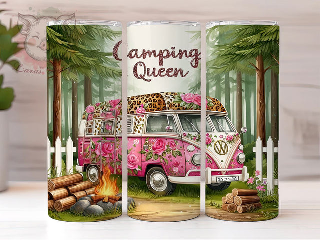 Camping Queen 20oz Tumbler Png, Straight & Tapered Tumbler Png, Pink Camper Tumbler Png, Digital Download PNG Sublimation Lara' s Designs 