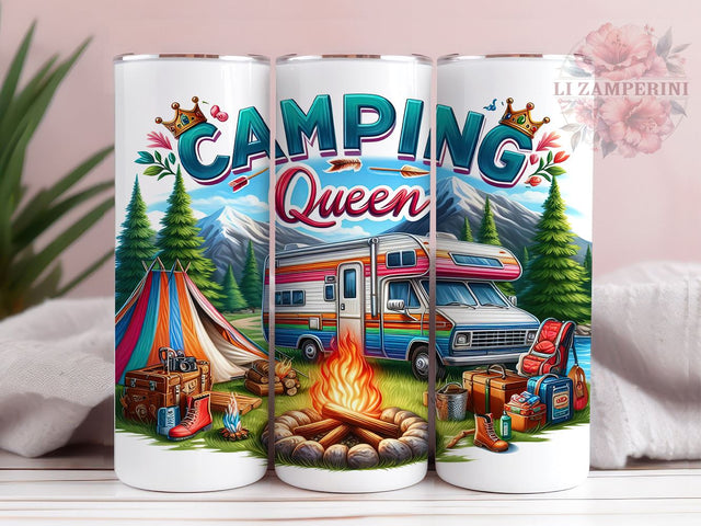 Camping Queen 20oz Tumbler Wrap PNG, Camping Tumbler Png, Straight & Tapered Tumbler Wrap, Instant Digital Download Sublimation Li Zamperini 