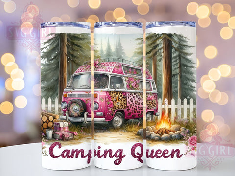 Camping Queen 20oz Tumbler Wrap Sublimation Design, Straight Tapered Tumbler Wrap, Camper Tumbler Png, Instant Digital Download Sublimation SvggirlplusArt 
