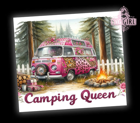 Camping Queen 20oz Tumbler Wrap Sublimation Design, Straight Tapered Tumbler Wrap, Camper Tumbler Png, Instant Digital Download Sublimation SvggirlplusArt 