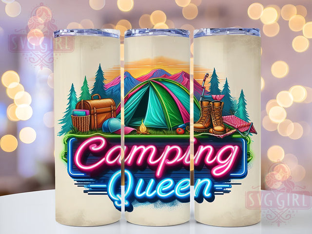 Camping Queen 20oz Tumbler Wrap Sublimation Design, Straight Tapered Tumbler Wrap, Camping Outdoors Tumbler Png, Instant Digital Download Sublimation SvggirlplusArt 