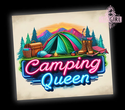 Camping Queen 20oz Tumbler Wrap Sublimation Design, Straight Tapered Tumbler Wrap, Camping Outdoors Tumbler Png, Instant Digital Download Sublimation SvggirlplusArt 