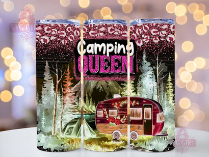Camping Queen 20oz Tumbler Wrap Sublimation Design, Straight Tapered Tumbler Wrap, Pink Camper Tumbler Png, Instant Digital Download Sublimation SvggirlplusArt 