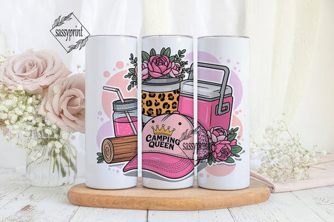 Camping Queen 20oz Tumbler Wrap Sublimation sassyprint 