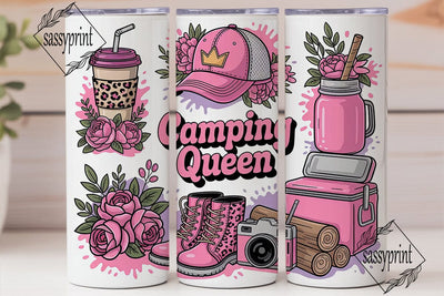 Camping Queen 20oz Tumbler Wrap Sublimation sassyprint 