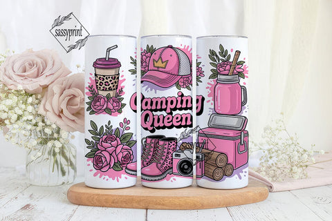 Camping Queen 20oz Tumbler Wrap Sublimation sassyprint 