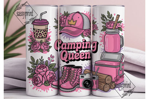 Camping Queen 20oz Tumbler Wrap Sublimation sassyprint 