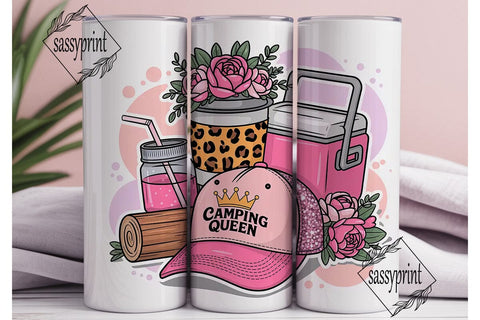Camping Queen 20oz Tumbler Wrap Sublimation sassyprint 