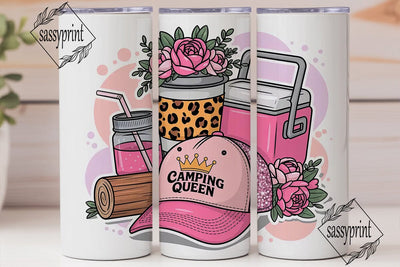 Camping Queen 20oz Tumbler Wrap Sublimation sassyprint 