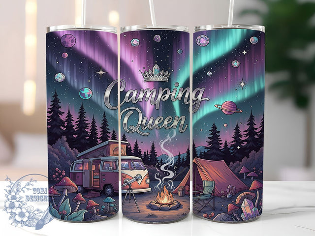 Camping Queen Glamper Life Tumbler, Outdoor Lover Sublimation PNG, 20oz Skinny Tumbler Design, Glamper Life Tumbler, Nature Adventure Tumbler Wrap, Campfire Vibes PNG, Fun Camping Gift Wrap Sublimation ToriDesigns 