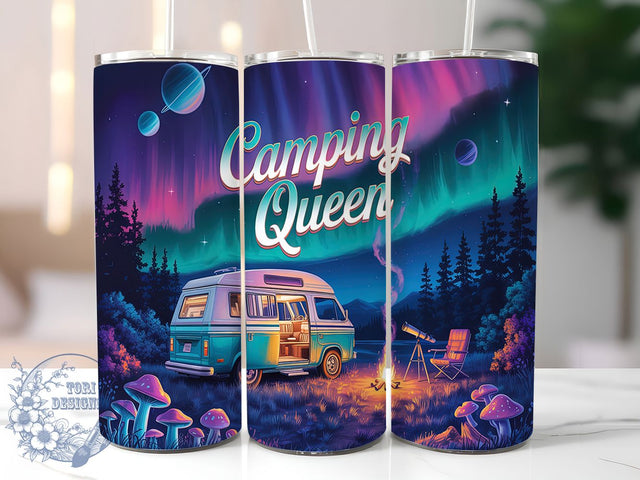 Camping Queen Glamper Life Tumbler, Outdoor Lover Sublimation PNG, 20oz Skinny Tumbler Design, Glamper Life Tumbler, Nature Adventure Tumbler Wrap, Campfire Vibes PNG, Fun Camping Gift Wrap Sublimation ToriDesigns 
