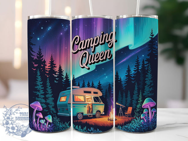 Camping Queen Glamper Life Tumbler, Outdoor Lover Sublimation PNG, 20oz Skinny Tumbler Design, Glamper Life Tumbler, Nature Adventure Tumbler Wrap, Campfire Vibes PNG, Fun Camping Gift Wrap Sublimation ToriDesigns 