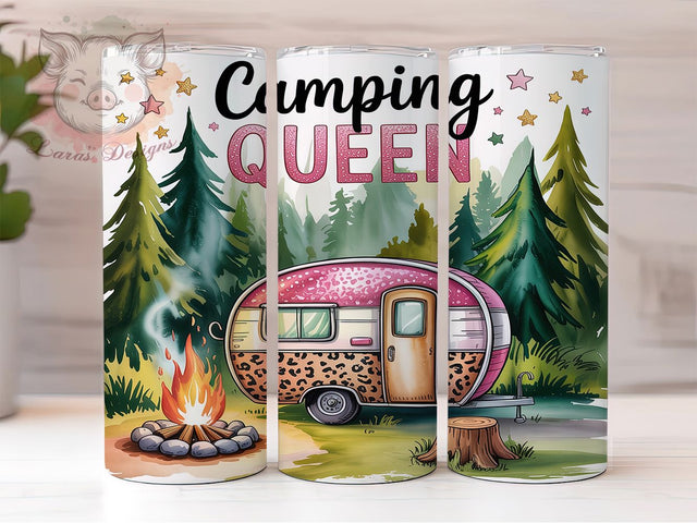 Camping Queen Pink Camper Adventure Tumbler, Pink Camper Tumbler, 20oz Tumbler Wrap, Sublimation Tumbler Design, Camper Mug Wrap, Retro Camping Tumbler, Adventure Tumbler Design Sublimation Lara' s Designs 