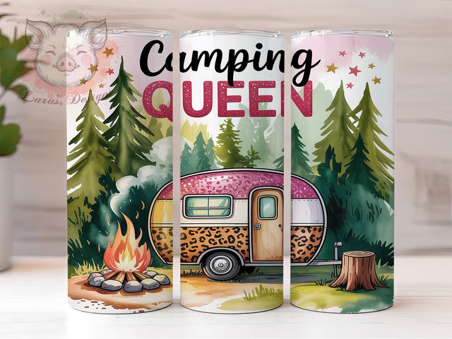 Camping Queen Pink Camper Adventure Tumbler, Pink Camper Tumbler, 20oz Tumbler Wrap, Sublimation Tumbler Design, Camper Mug Wrap, Retro Camping Tumbler, Adventure Tumbler Design Sublimation Lara' s Designs 