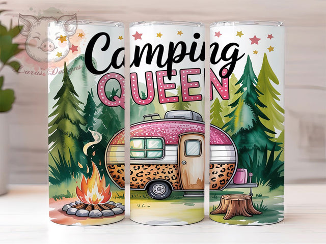 Camping Queen Pink Camper Adventure Tumbler, Pink Camper Tumbler, 20oz Tumbler Wrap, Sublimation Tumbler Design, Camper Mug Wrap, Retro Camping Tumbler, Adventure Tumbler Design Sublimation Lara' s Designs 
