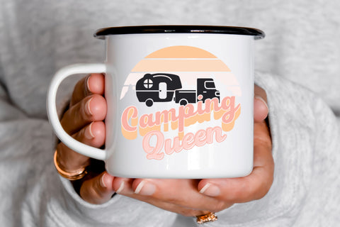 Camping Queen SVG File For Cricut, Retro Camper PNG Sublimation, Tshirts, Stickers, Cute RV Fifth Wheel SVG Designing Digitals 