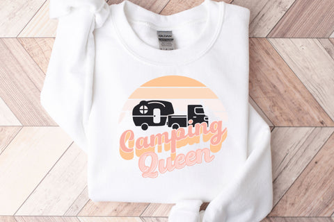 Camping Queen SVG File For Cricut, Retro Camper PNG Sublimation, Tshirts, Stickers, Cute RV Fifth Wheel SVG Designing Digitals 