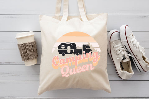 Camping Queen SVG File For Cricut, Retro Camper PNG Sublimation, Tshirts, Stickers, Cute RV Fifth Wheel SVG Designing Digitals 