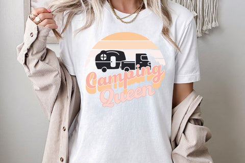 Camping Queen SVG File For Cricut, Retro Camper PNG Sublimation, Tshirts, Stickers, Cute RV Fifth Wheel SVG Designing Digitals 
