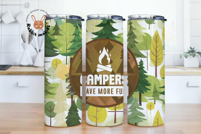 Camping Queen Tumbler Wrap, Campers Have More Fun 20 oz Skinny Sublimation Tumbler Design, Glamping Sublimation Design Png, Camping Tumbler Png Downloads Sublimation Rabbitmakies 