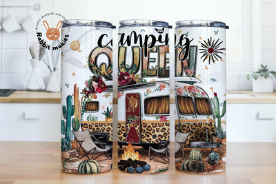 Camping Queen Tumbler Wrap, Camping Queen 20oz Skinny Tumbler Design, Camping Sublimation Design, Camper Tumbler Png Downloads Sublimation Rabbitmakies 