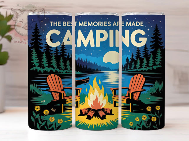 Camping Quote 20oz Tumbler Wrap, Outdoor Adventure, Best Memories, Nature Inspiration, Rustic Design, 20oz Tumbler Wrap, Sublimation PNG Sublimation Lara' s Designs 
