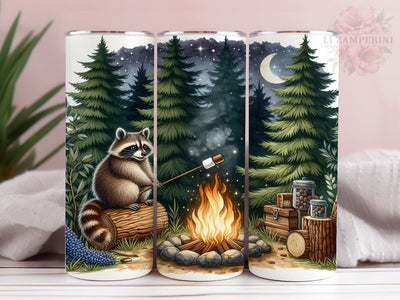 Camping Raccoon 20oz Tumbler Wrap PNG, Camping Tumbler Png, Straight & Tapered Tumbler Wrap, Instant Digital Download Sublimation Li Zamperini 