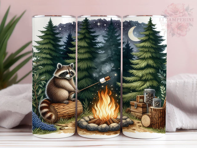 Camping Raccoon 20oz Tumbler Wrap PNG, Camping Tumbler Png, Straight & Tapered Tumbler Wrap, Instant Digital Download Sublimation Li Zamperini 