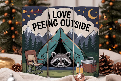 Camping Raccoon Tumbler Wrap Sublimation DesignSVG 